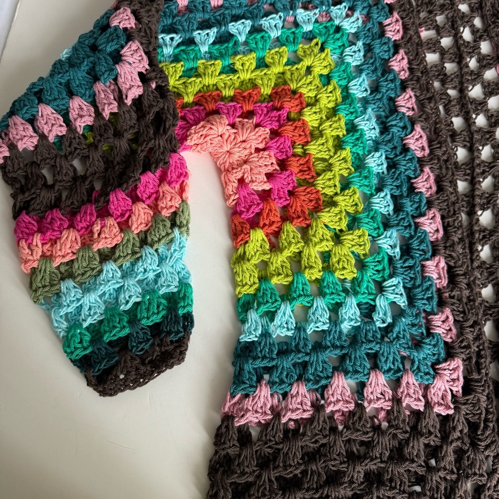 New XL crochet handmade women's hexagon open cardigan - Picture 9 of 9